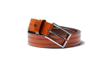 Men's Embossed Leather Belt Tan 1